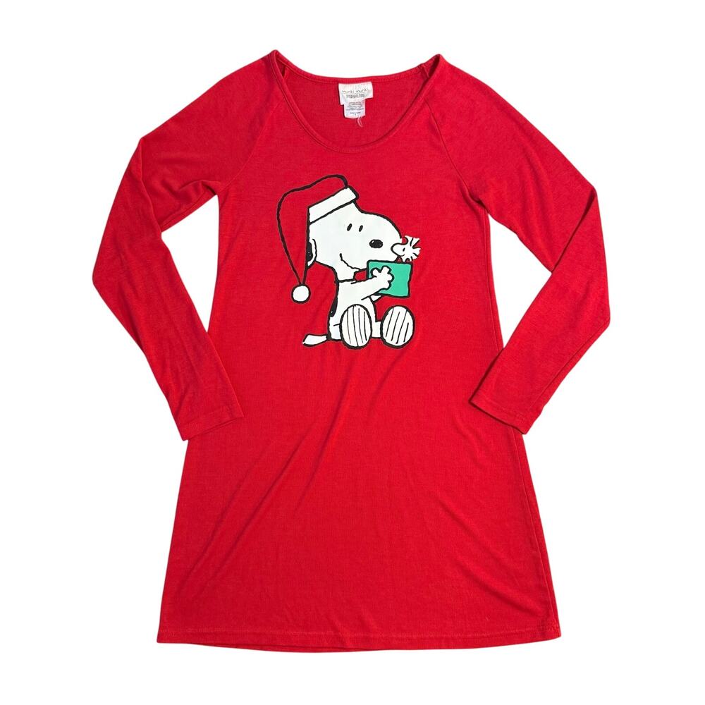 Peanuts Snoopy Munki Munki Nightgown Nightshirt Christmas Holiday Red Wmns Small